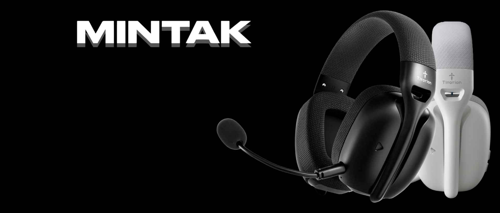 Headset gamer Titorion Mintak Pro preto e branco